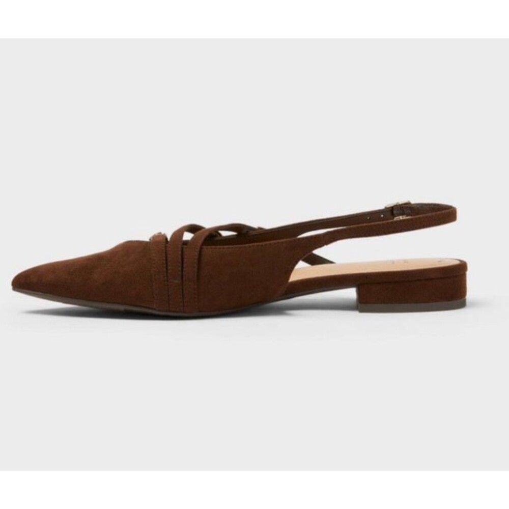 Women Twiggy Multi Buckle Mini Heel Brown Flats with Memory Foam Insole Sz 7 New - Picture 2 of 5